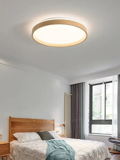 Modern wood led ceiling lamp bedroom circular light