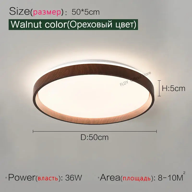 Modern wood led ceiling lamp bedroom circular light