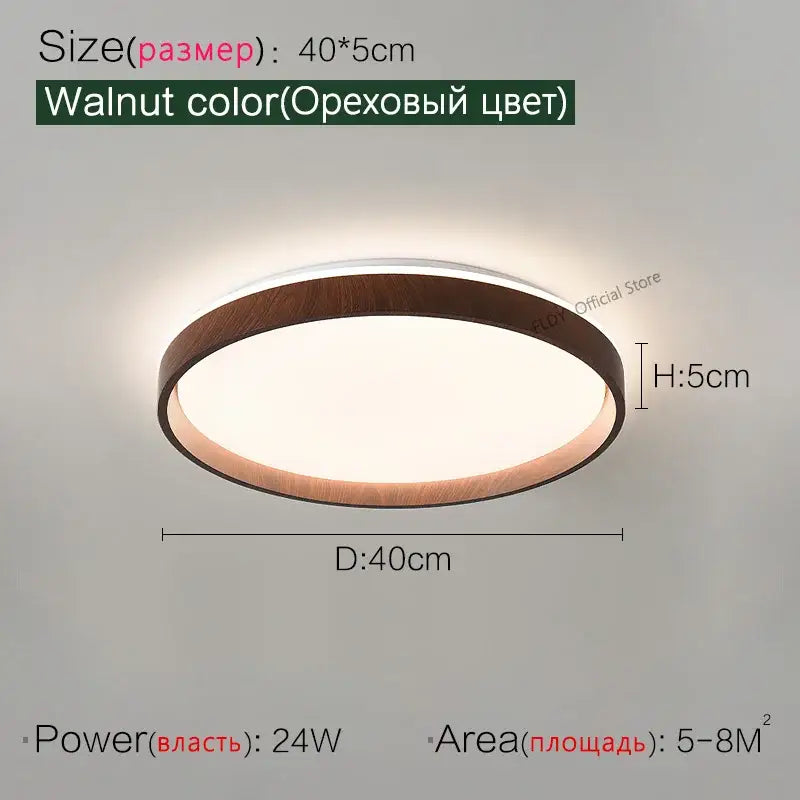 Modern wood led ceiling lamp bedroom circular light