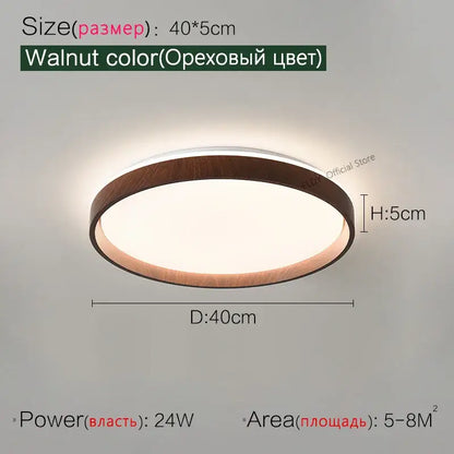 Modern wood led ceiling lamp bedroom circular light