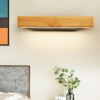 DecorBites™ Modern Wood LED Sconce Vanity Light - Rectangular Bathroom Lighting Fixture