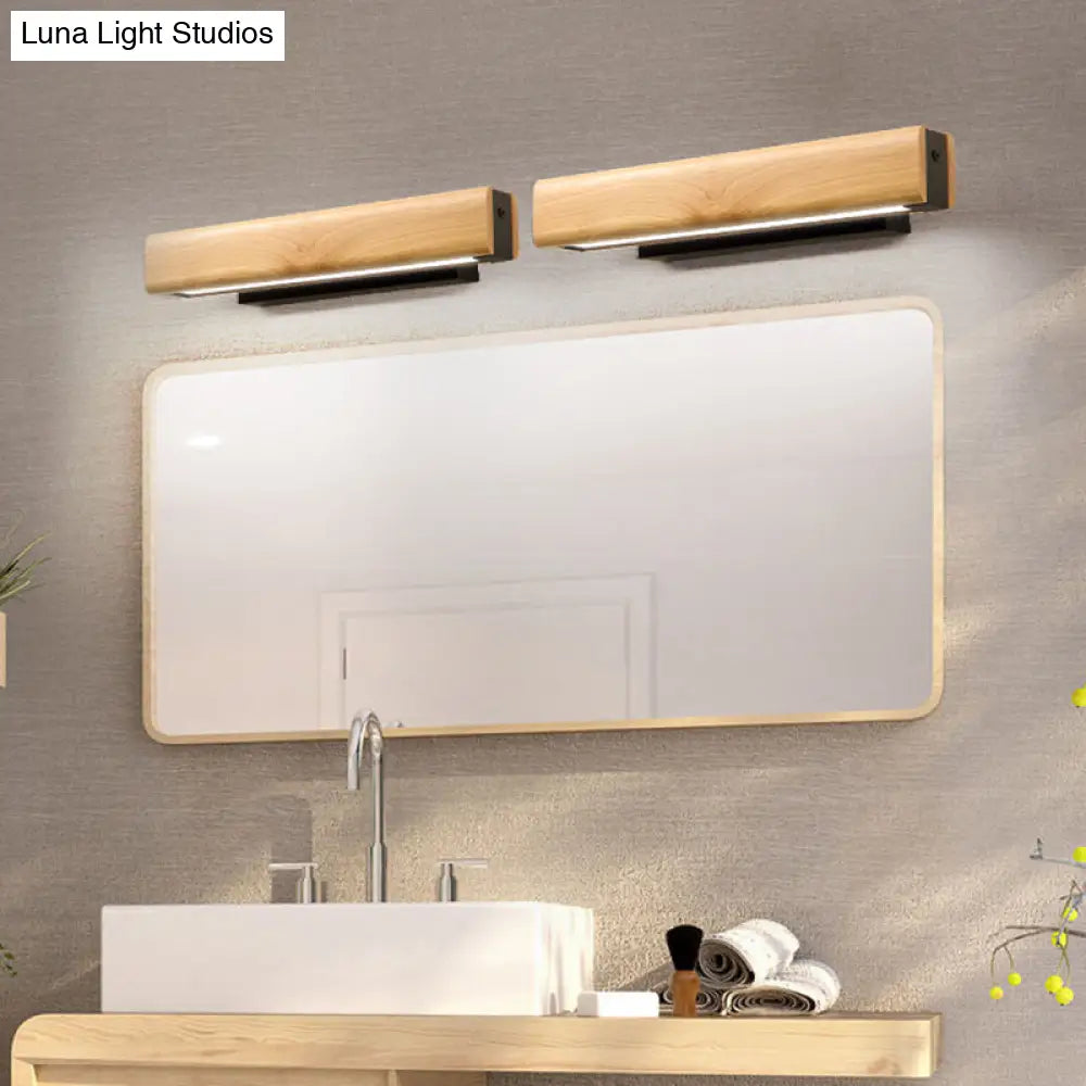 DecorBites™ Modern Wood LED Sconce Vanity Light - Rectangular Bathroom Lighting Fixture