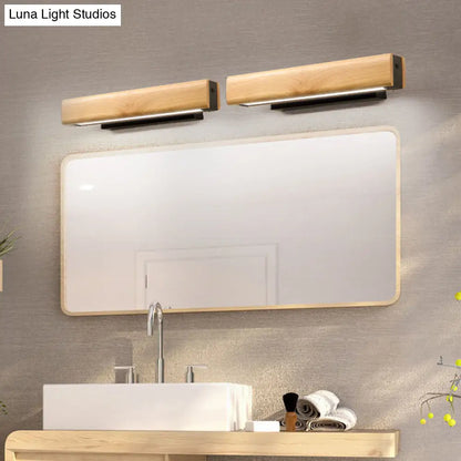 DecorBites™ Modern Wood LED Sconce Vanity Light - Rectangular Bathroom Lighting Fixture