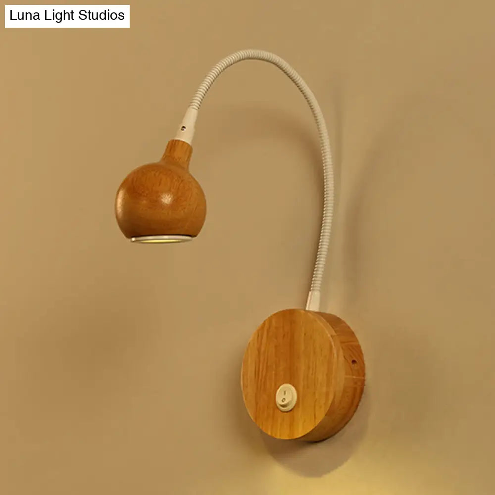 DecorBites™ Modern Wood LED Wall Sconce with Adjustable Arm - White & Beige