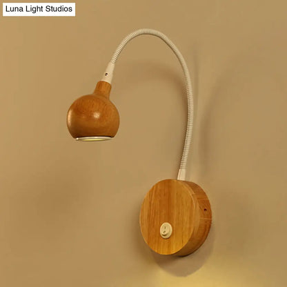 DecorBites™ Modern Wood LED Wall Sconce with Adjustable Arm - White & Beige