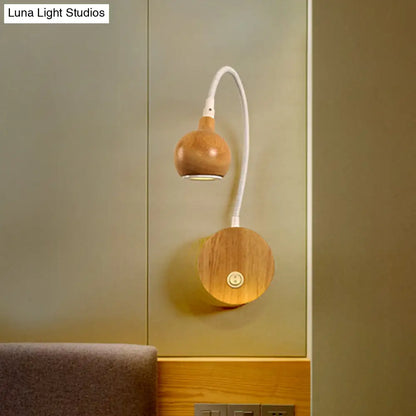 DecorBites™ Modern Wood LED Wall Sconce with Adjustable Arm - White & Beige