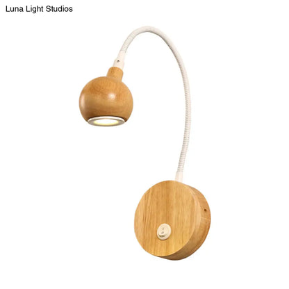 DecorBites™ Modern Wood LED Wall Sconce with Adjustable Arm - White & Beige