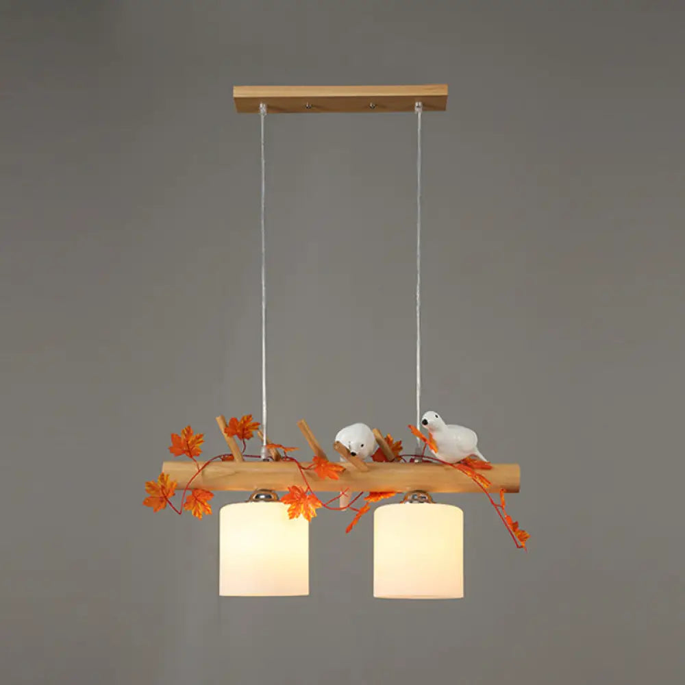 DecorBites™ Modern Wood Linear Island Lighting for Restaurants - Natural Wood Island Light