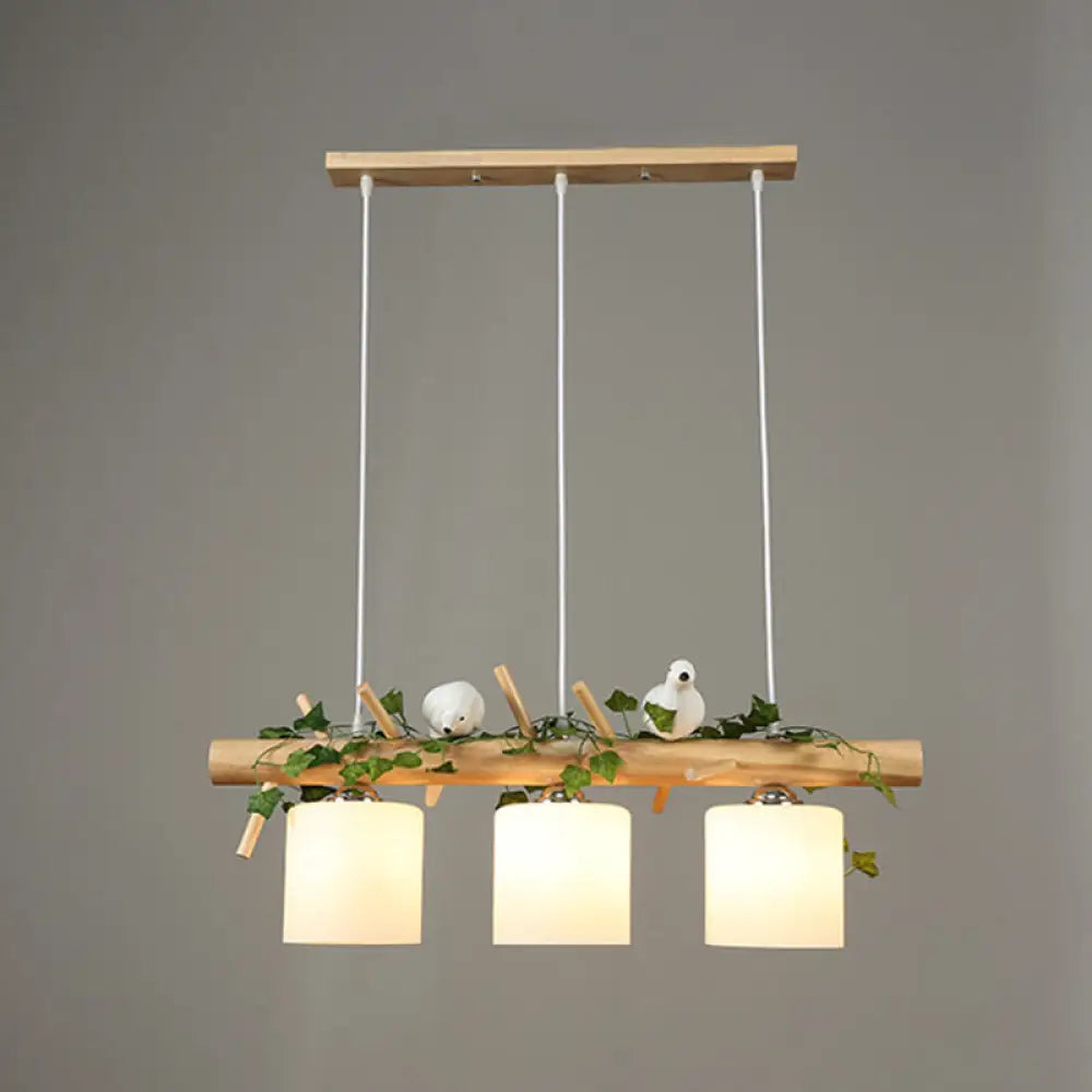 DecorBites™ Modern Wood Linear Island Lighting for Restaurants - Natural Wood Island Light