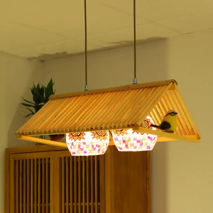 Modern wood pendant light bird feeder garden & patio decor