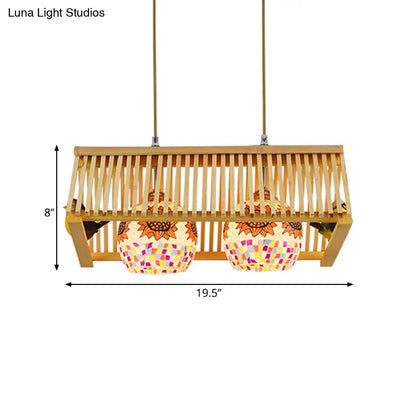DecorBites™ Modern Wood Pendant Light in Roof Shape, Beige Hanging Fixture, 16"/19.5" Width