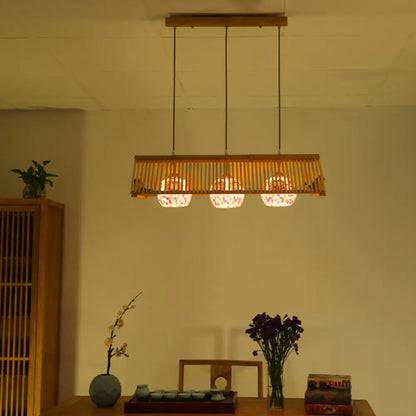 DecorBites™ Modern Wood Pendant Light in Roof Shape, Beige Hanging Fixture, 16"/19.5" Width