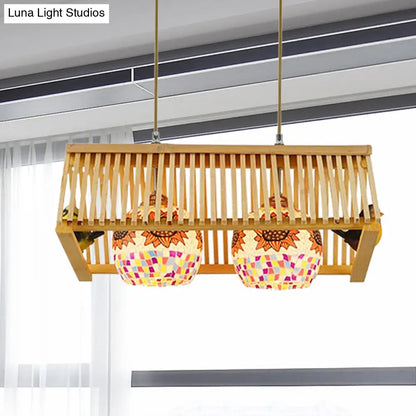DecorBites™ Modern Wood Pendant Light in Roof Shape, Beige Hanging Fixture, 16"/19.5" Width