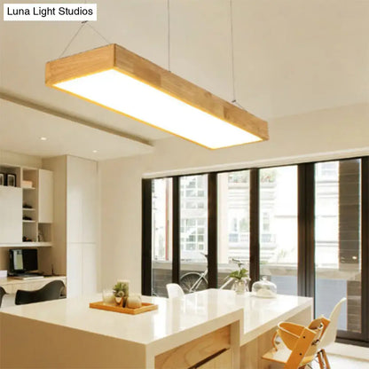 Modern wood rectangle ceiling light fixture dining room warm third gear