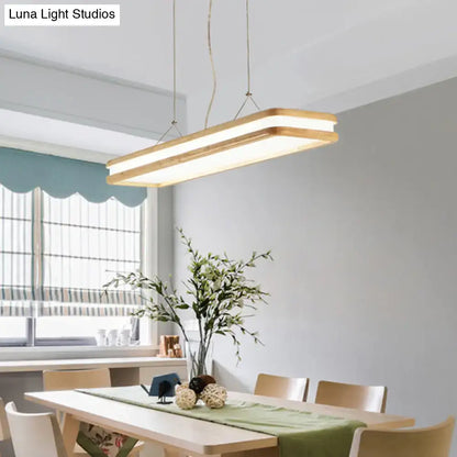 Modern wood rectangular hanging island lamp for dining room
