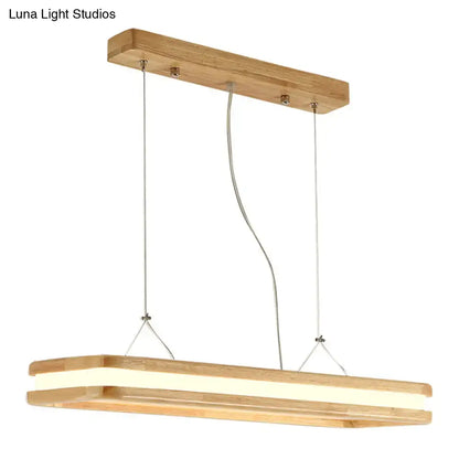 Modern wood rectangular hanging island lamp for dining room