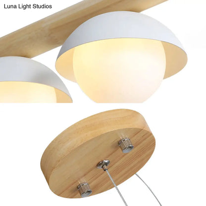 DecorBites™ Modern Wood Stem Linear Chandelier - 5/7 Lights, White Shade - Billiard Lights for Restaurants