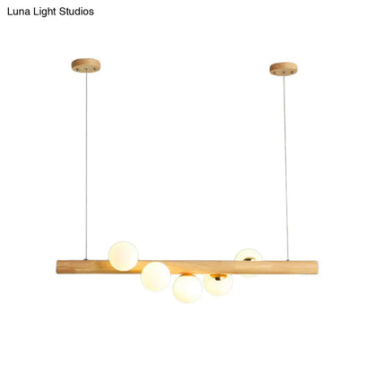 DecorBites™ Modern Wood Stick Pendant Light Kit for Dining Room Island - 5 Head Beige Lighting