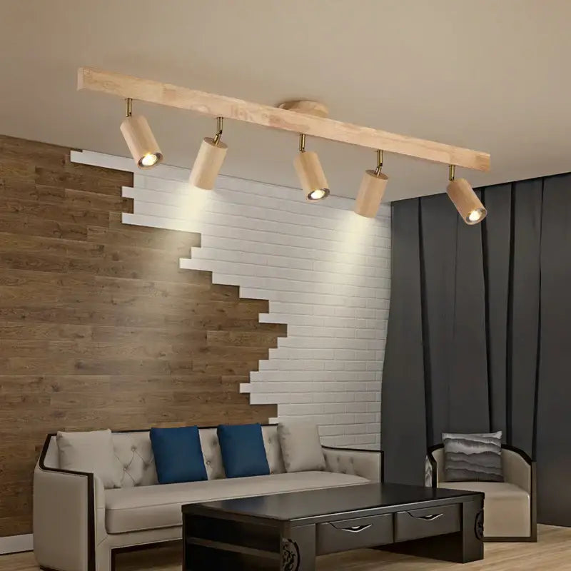 Modern wood three light adjustable gu10 led ceiling lamp kitchen