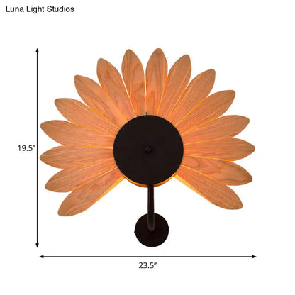Modern wood veneer fan wall sconce black e26 e27 dining room light