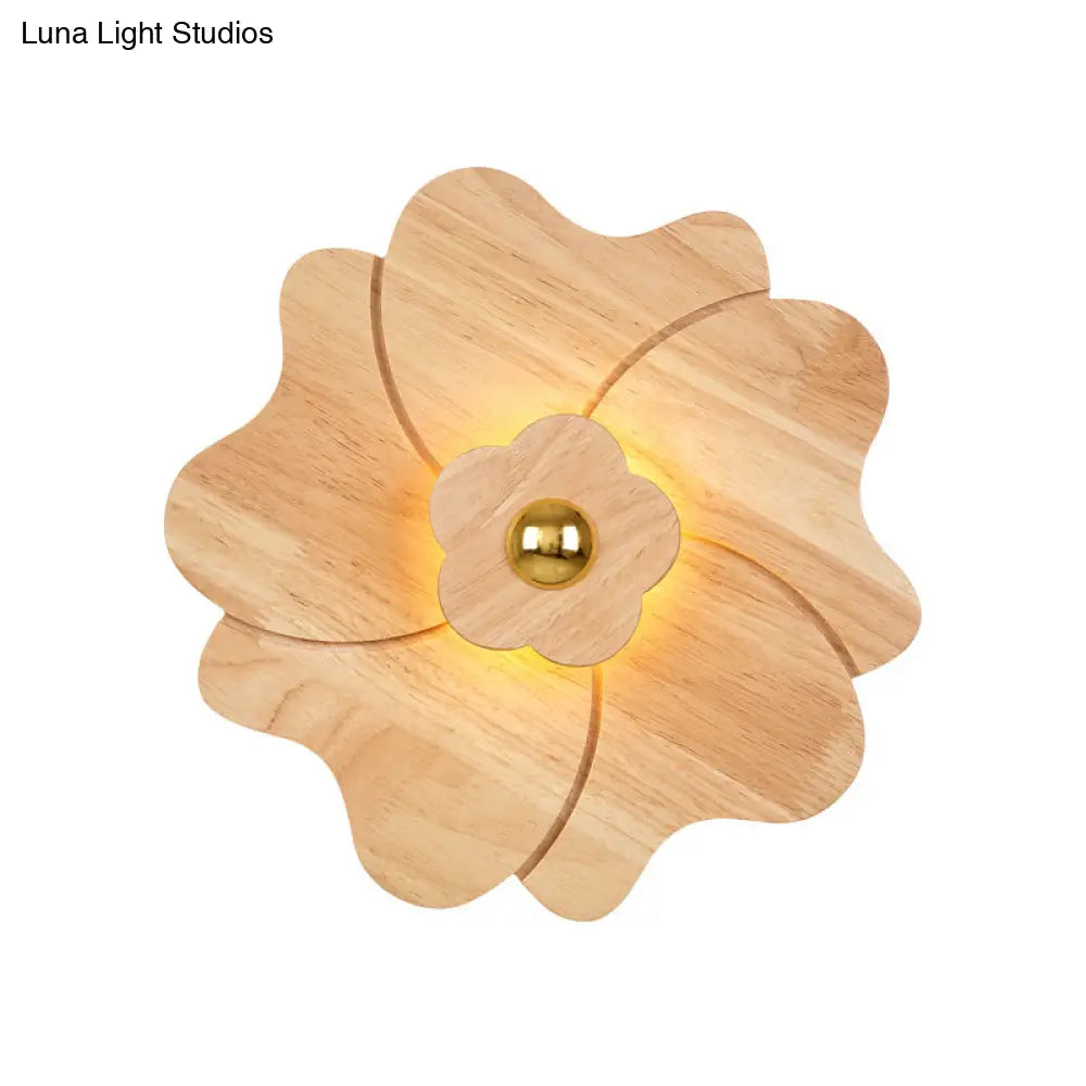 DecorBites™ Modern Wood Wall Sconce with LED Lights for Flower Bedside
