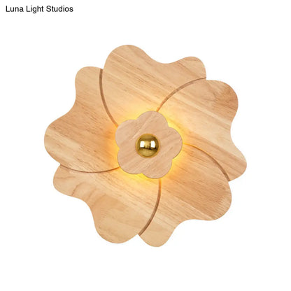 DecorBites™ Modern Wood Wall Sconce with LED Lights for Flower Bedside