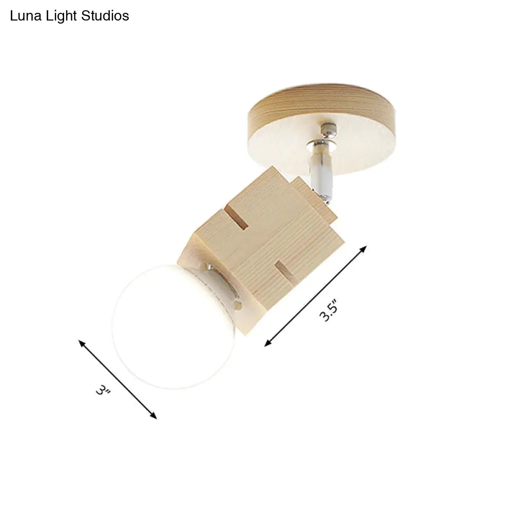 DecorBites™ Modern Wood Wall Sconce with Rotatable Bare Bulb - 1-Head Bedroom Lamp