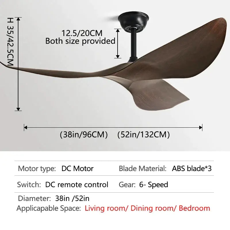 Modern wooden ceiling fan with remote control living room modern spaces