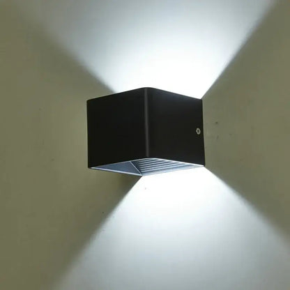 Modern wooden cube led wall light bedroom sconce