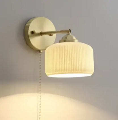 Modern wooden cube led wall sconce bedroom light with knob switch