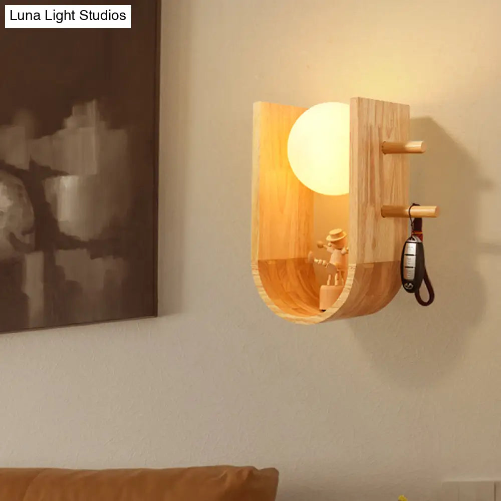 DecorBites™ Modern Wooden Sconce Light with Creative Rack Design - Flush Mount Wall Lighting for 1 Bulb