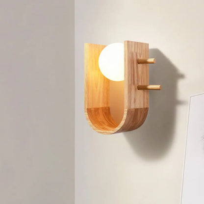 DecorBites™ Modern Wooden Sconce Light with Creative Rack Design - Flush Mount Wall Lighting for 1 Bulb