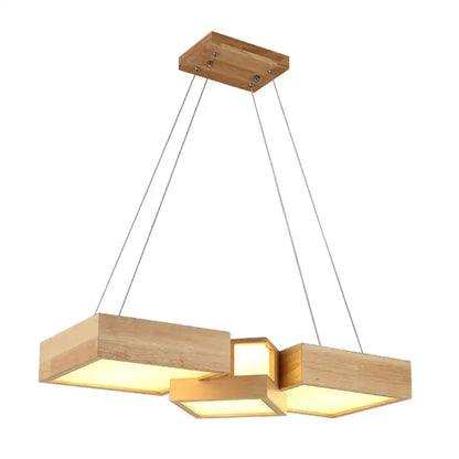 Modern wooden square led ceiling light fixture – kitchen island