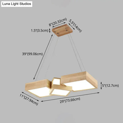 Modern wooden square led ceiling light fixture – kitchen island