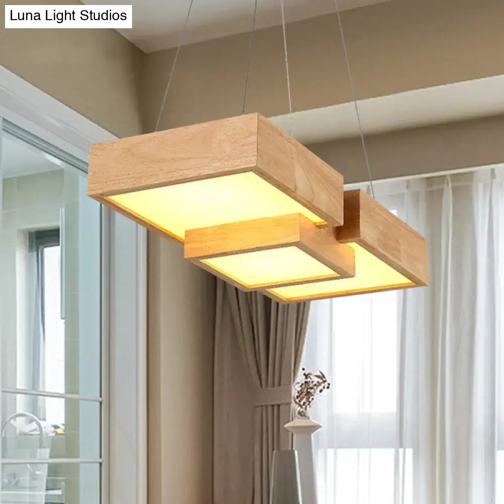 Modern wooden square led ceiling light fixture – kitchen island