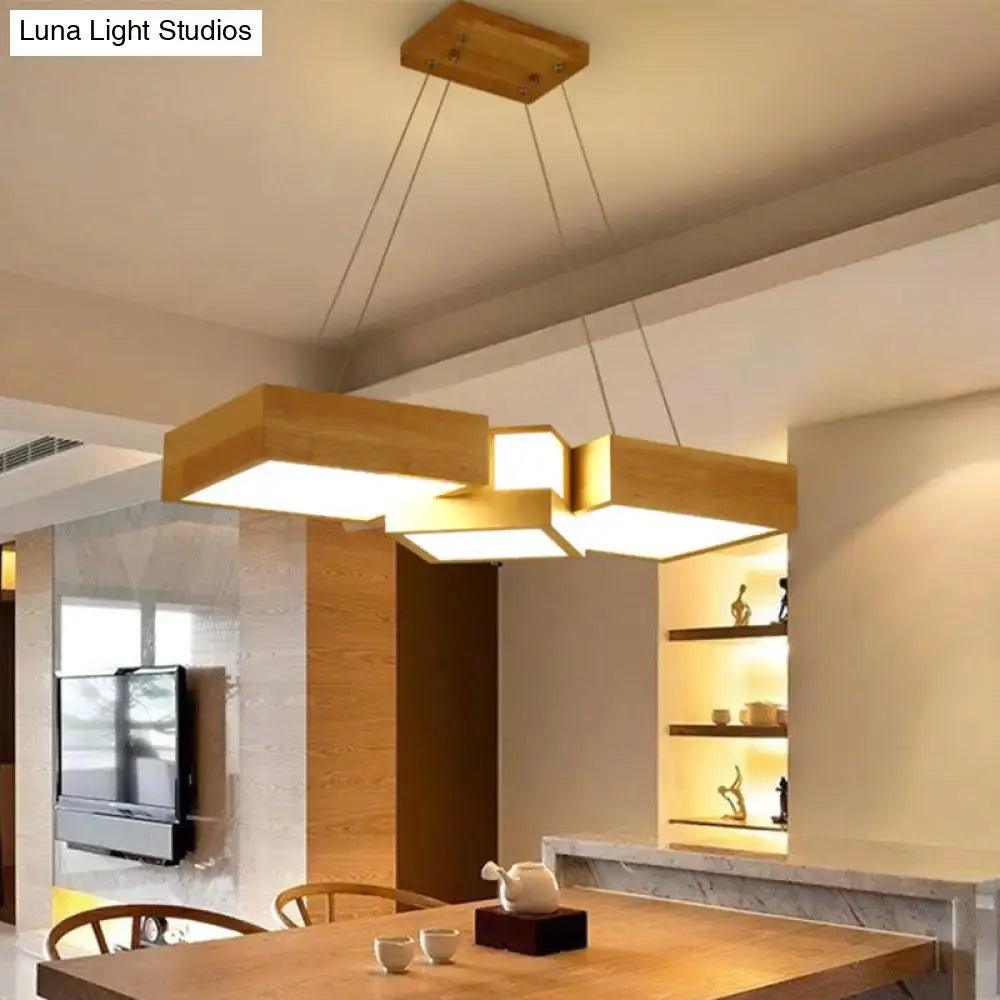 Modern wooden square led ceiling light fixture – kitchen island