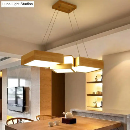 Modern wooden square led ceiling light fixture – kitchen island