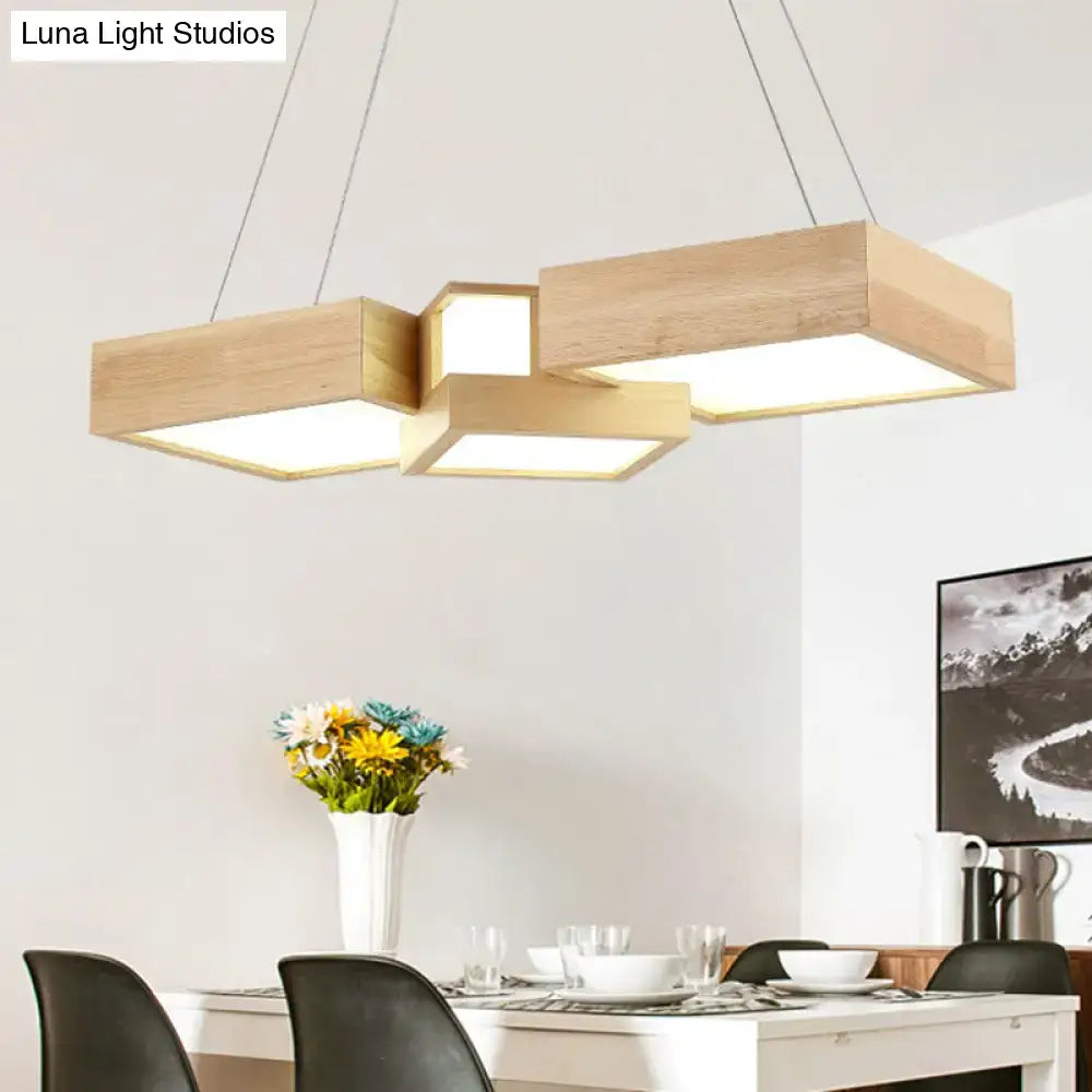 Modern wooden square led ceiling light fixture – kitchen island