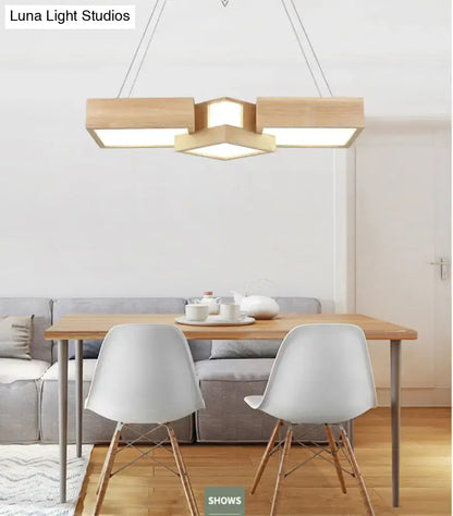 Modern wooden square led ceiling light fixture – kitchen island