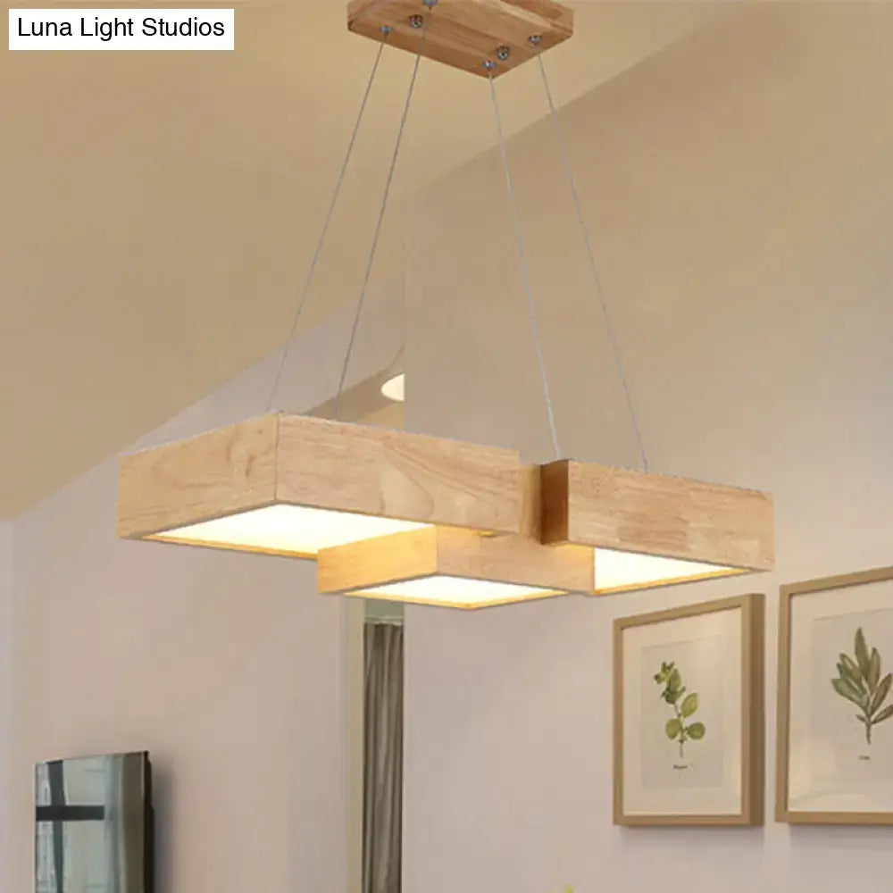 Modern wooden square led ceiling light fixture – kitchen island
