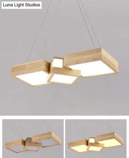 Modern wooden square led ceiling light fixture – kitchen island
