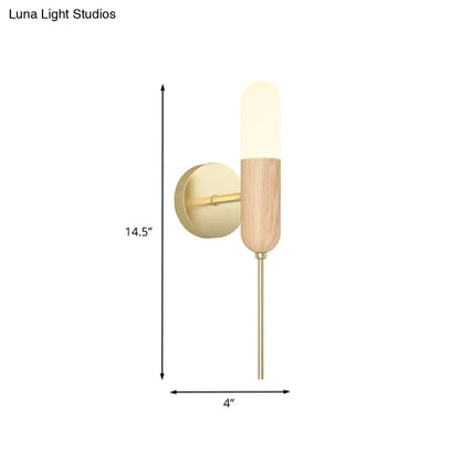 DecorBites™ Modern Wooden Wall Lamp with LED Light Fixture and Handle - Capsule Design for Living Room