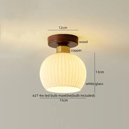 Modern woven beige led wicker wood ceiling lights hallway