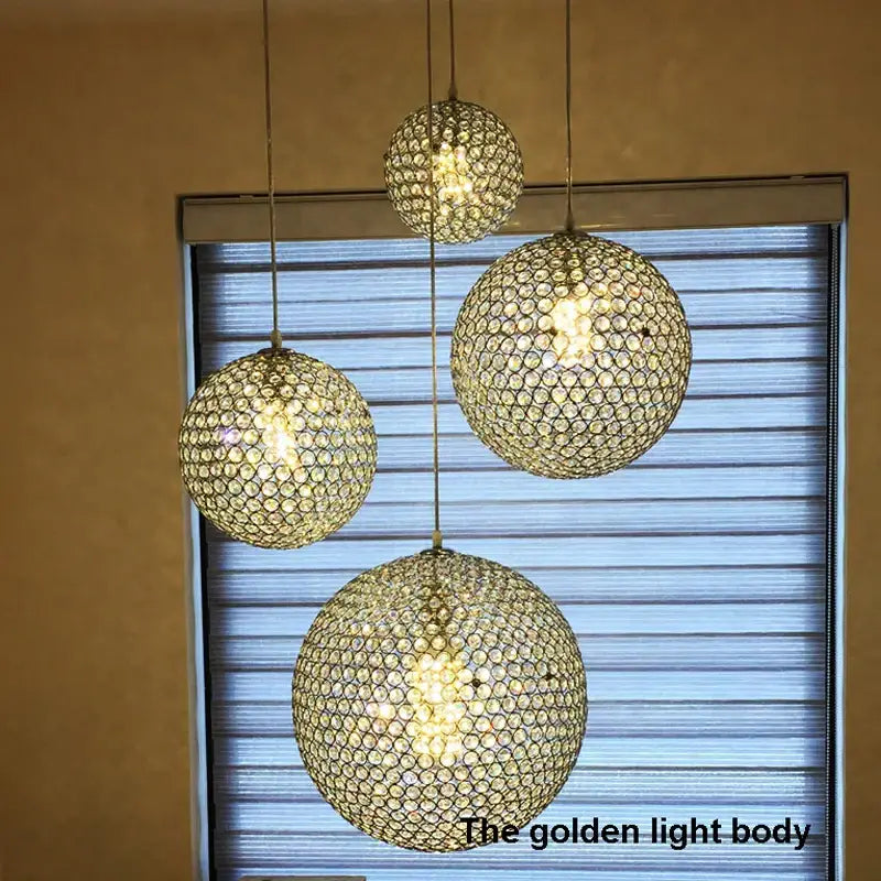 Modern woven glass crystal ball pendant light dining room