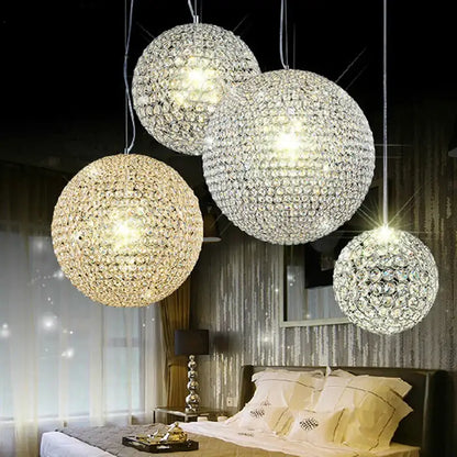 Modern woven glass crystal ball pendant light dining room