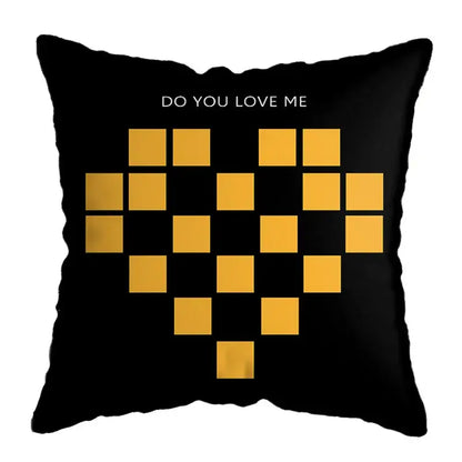 Modern yellow and black geometric deer print pillowcase living room