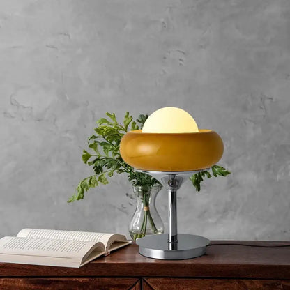 Modern yellow and chrome glass egg tart desk lamp bedroom