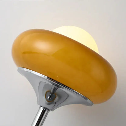 Modern yellow and chrome glass egg tart desk lamp bedroom