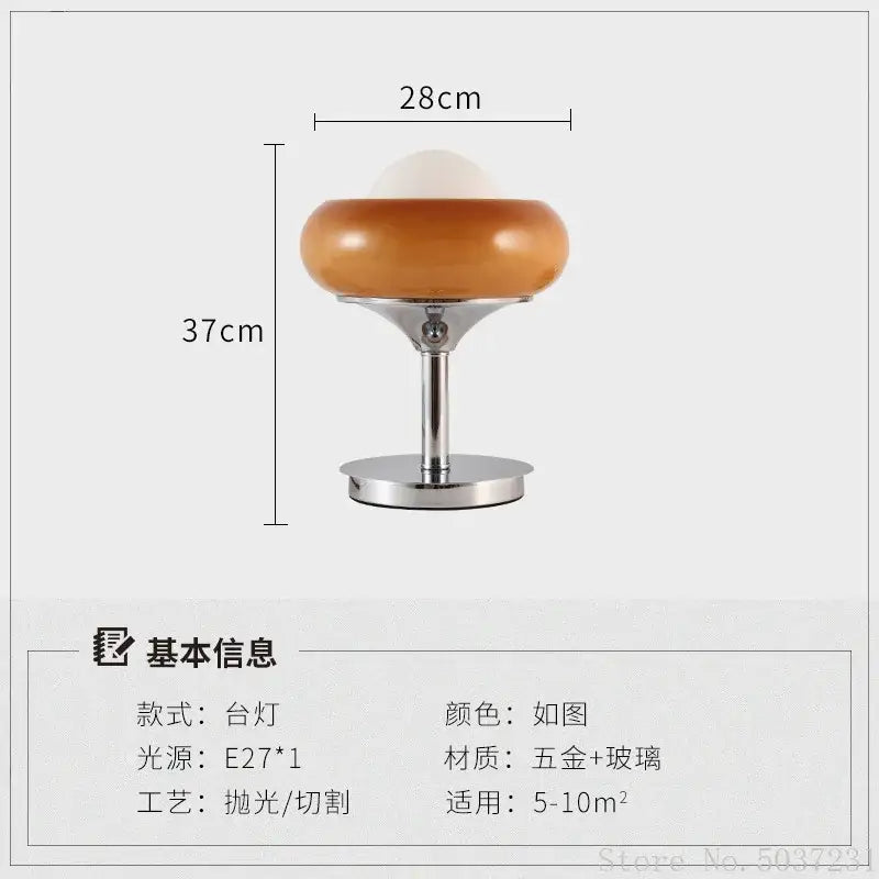 Modern yellow and chrome glass egg tart desk lamp bedroom