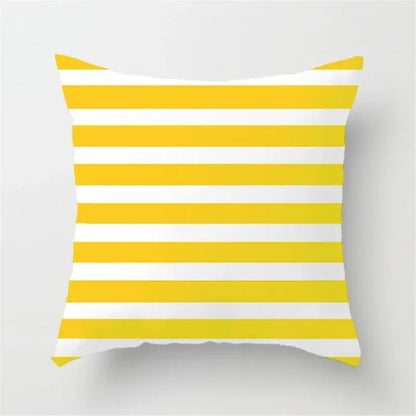 Modern yellow and gray geometric stripe pillowcase living room decor